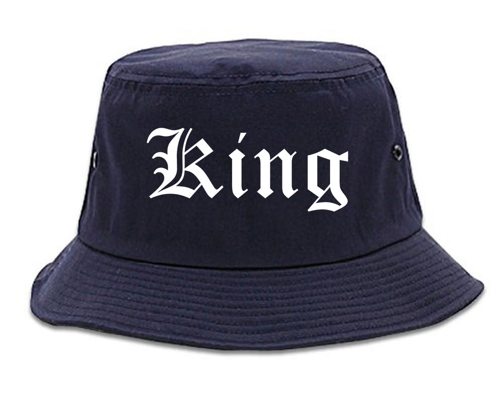 King North Carolina NC Old English Mens Bucket Hat Navy Blue