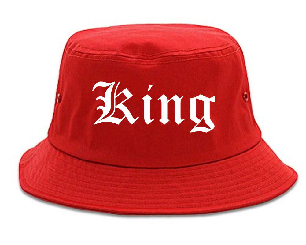 King North Carolina NC Old English Mens Bucket Hat Red