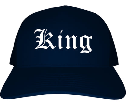 King North Carolina NC Old English Mens Trucker Hat Cap Navy Blue