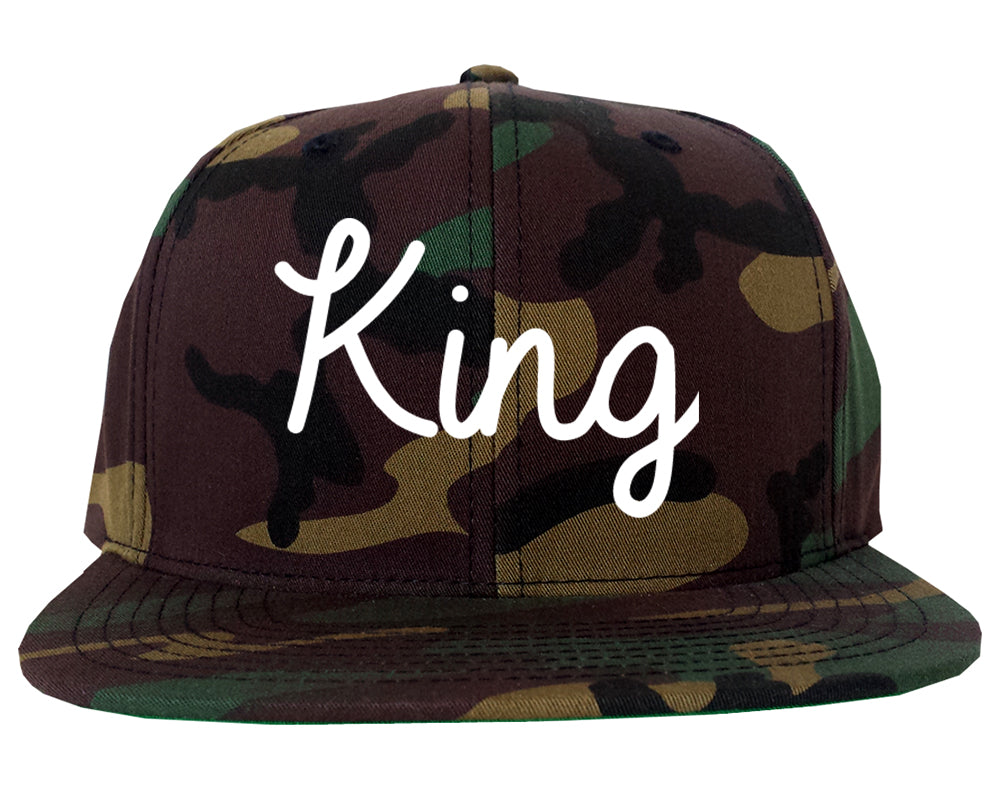 King North Carolina NC Script Mens Snapback Hat Army Camo