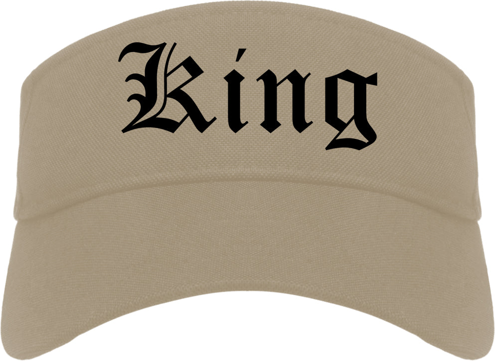 King North Carolina NC Old English Mens Visor Cap Hat Khaki
