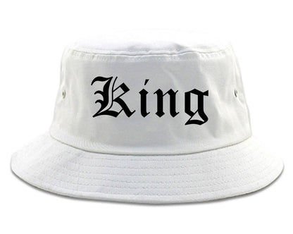 King North Carolina NC Old English Mens Bucket Hat White