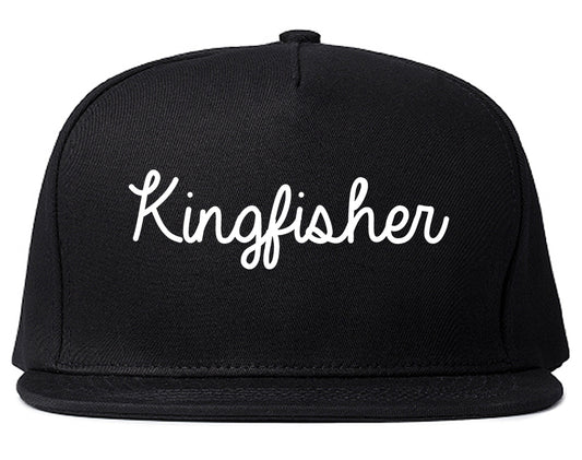Kingfisher Oklahoma OK Script Mens Snapback Hat Black
