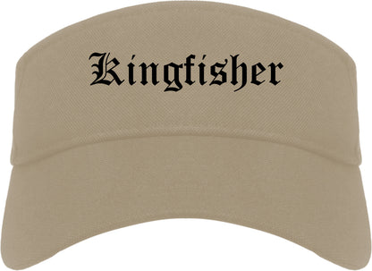 Kingfisher Oklahoma OK Old English Mens Visor Cap Hat Khaki