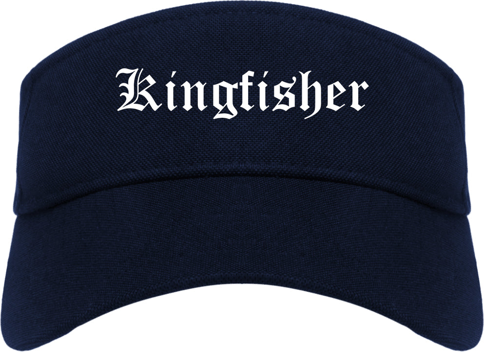 Kingfisher Oklahoma OK Old English Mens Visor Cap Hat Navy Blue