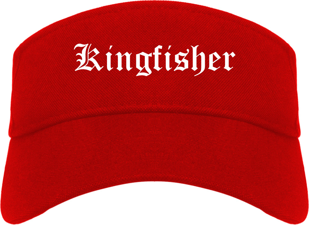 Kingfisher Oklahoma OK Old English Mens Visor Cap Hat Red