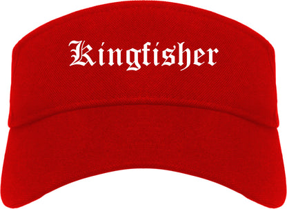 Kingfisher Oklahoma OK Old English Mens Visor Cap Hat Red