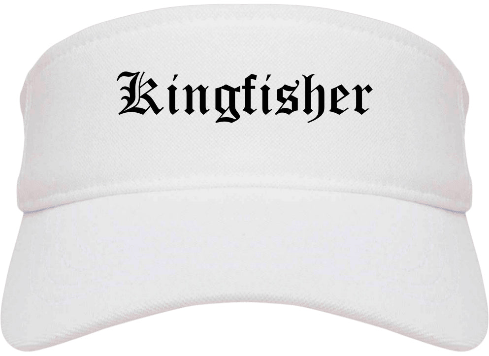 Kingfisher Oklahoma OK Old English Mens Visor Cap Hat White