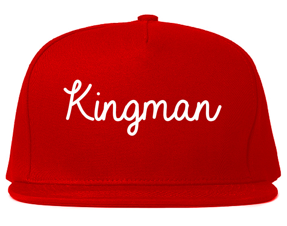 Kingman Arizona AZ Script Mens Snapback Hat Red