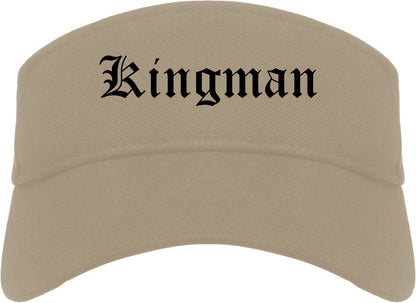 Kingman Arizona AZ Old English Mens Visor Cap Hat Khaki