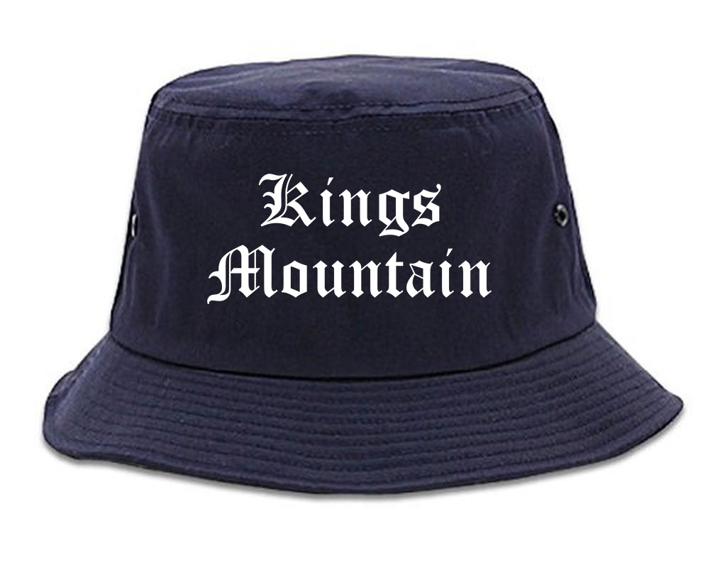 Kings Mountain North Carolina NC Old English Mens Bucket Hat Navy Blue