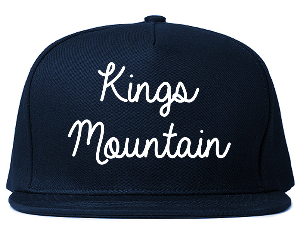 Kings Mountain North Carolina NC Script Mens Snapback Hat Navy Blue