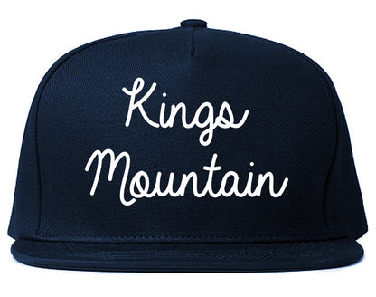 Kings Mountain North Carolina NC Script Mens Snapback Hat Navy Blue