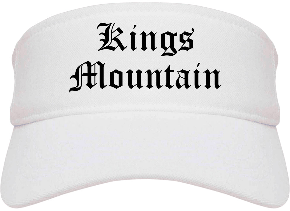 Kings Mountain North Carolina NC Old English Mens Visor Cap Hat White