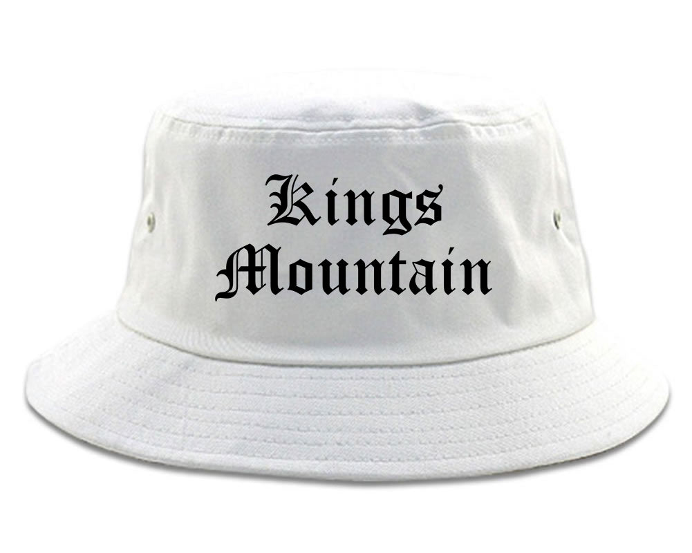 Kings Mountain North Carolina NC Old English Mens Bucket Hat White