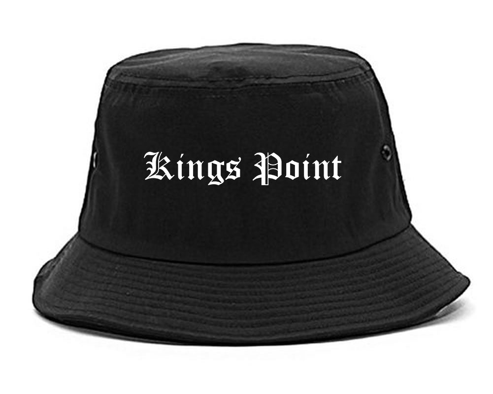 Kings Point New York NY Old English Mens Bucket Hat Black