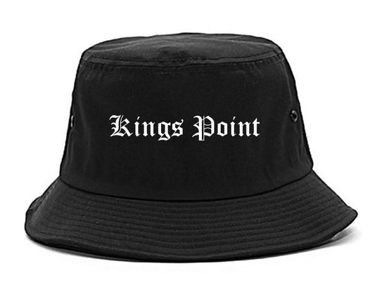 Kings Point New York NY Old English Mens Bucket Hat Black