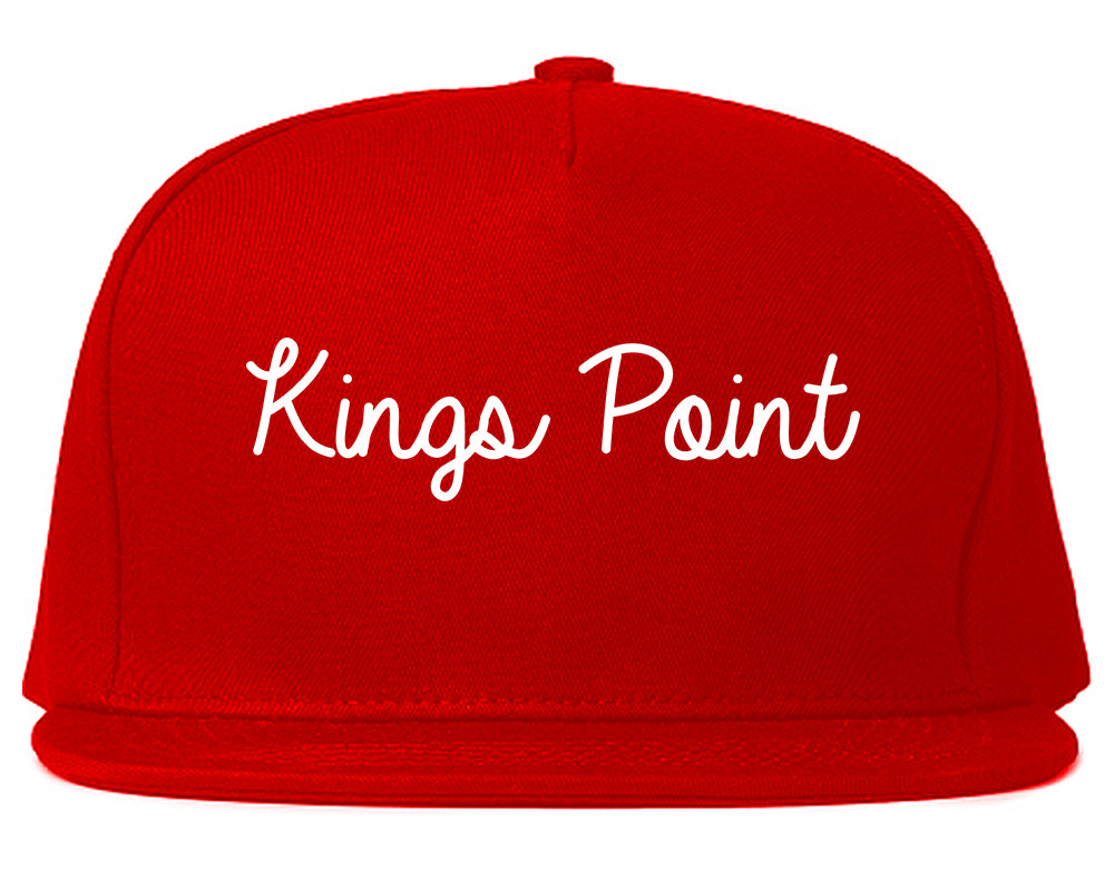 Kings Point New York NY Script Mens Snapback Hat Red