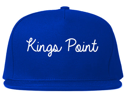 Kings Point New York NY Script Mens Snapback Hat Royal Blue