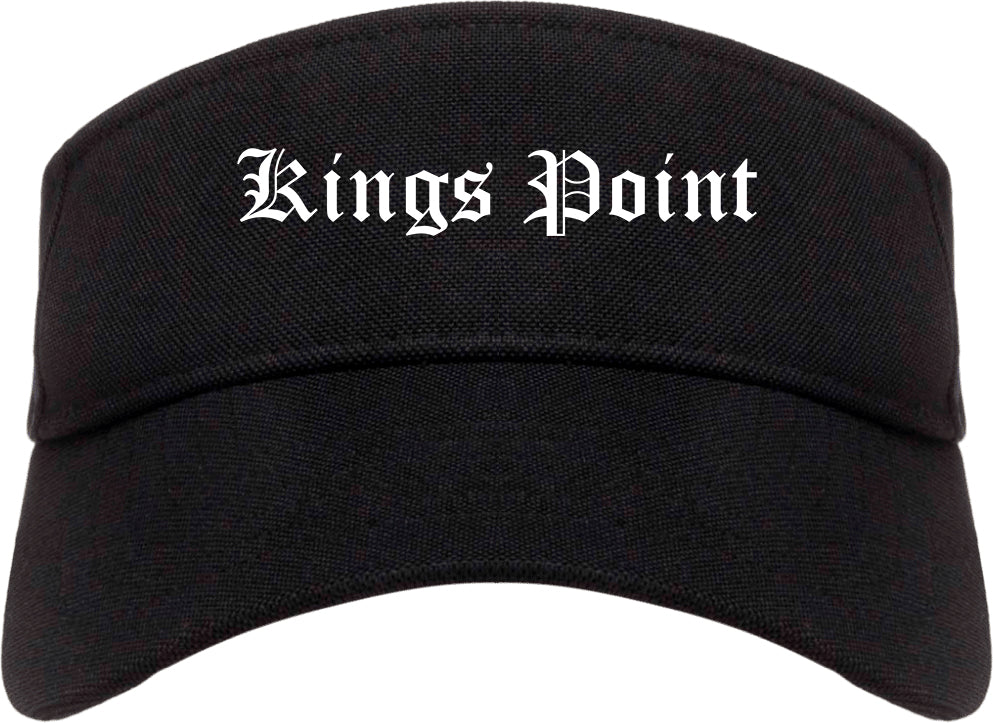 Kings Point New York NY Old English Mens Visor Cap Hat Black