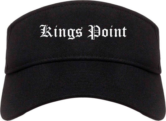 Kings Point New York NY Old English Mens Visor Cap Hat Black