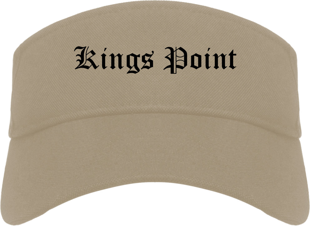 Kings Point New York NY Old English Mens Visor Cap Hat Khaki