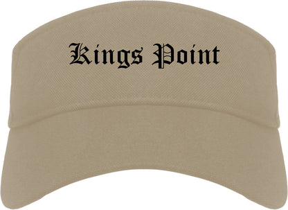 Kings Point New York NY Old English Mens Visor Cap Hat Khaki