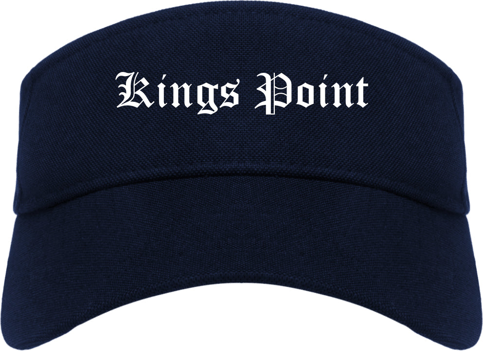 Kings Point New York NY Old English Mens Visor Cap Hat Navy Blue