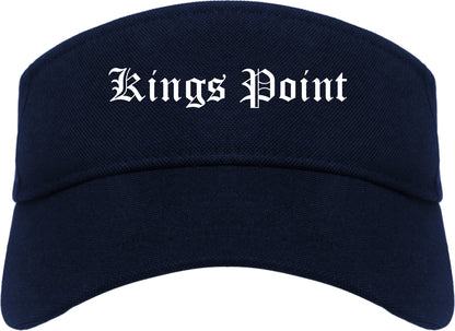 Kings Point New York NY Old English Mens Visor Cap Hat Navy Blue