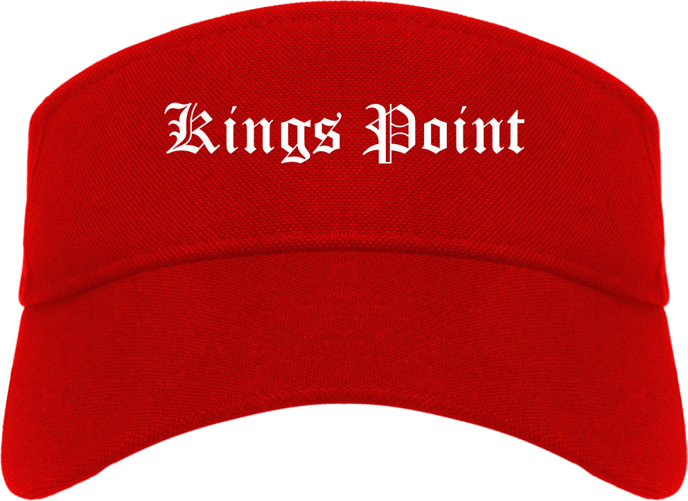 Kings Point New York NY Old English Mens Visor Cap Hat Red