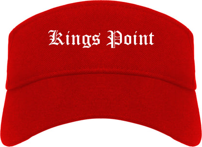 Kings Point New York NY Old English Mens Visor Cap Hat Red