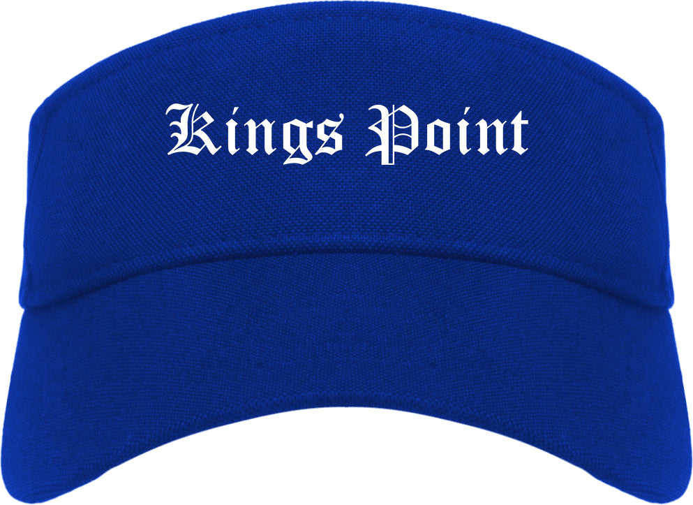 Kings Point New York NY Old English Mens Visor Cap Hat Royal Blue