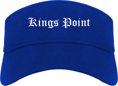 Kings Point New York NY Old English Mens Visor Cap Hat Royal Blue