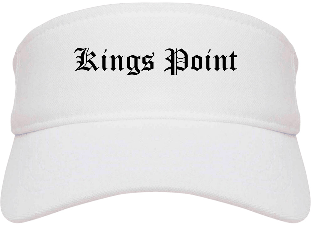Kings Point New York NY Old English Mens Visor Cap Hat White
