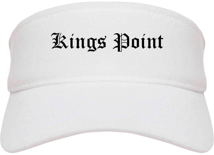 Kings Point New York NY Old English Mens Visor Cap Hat White