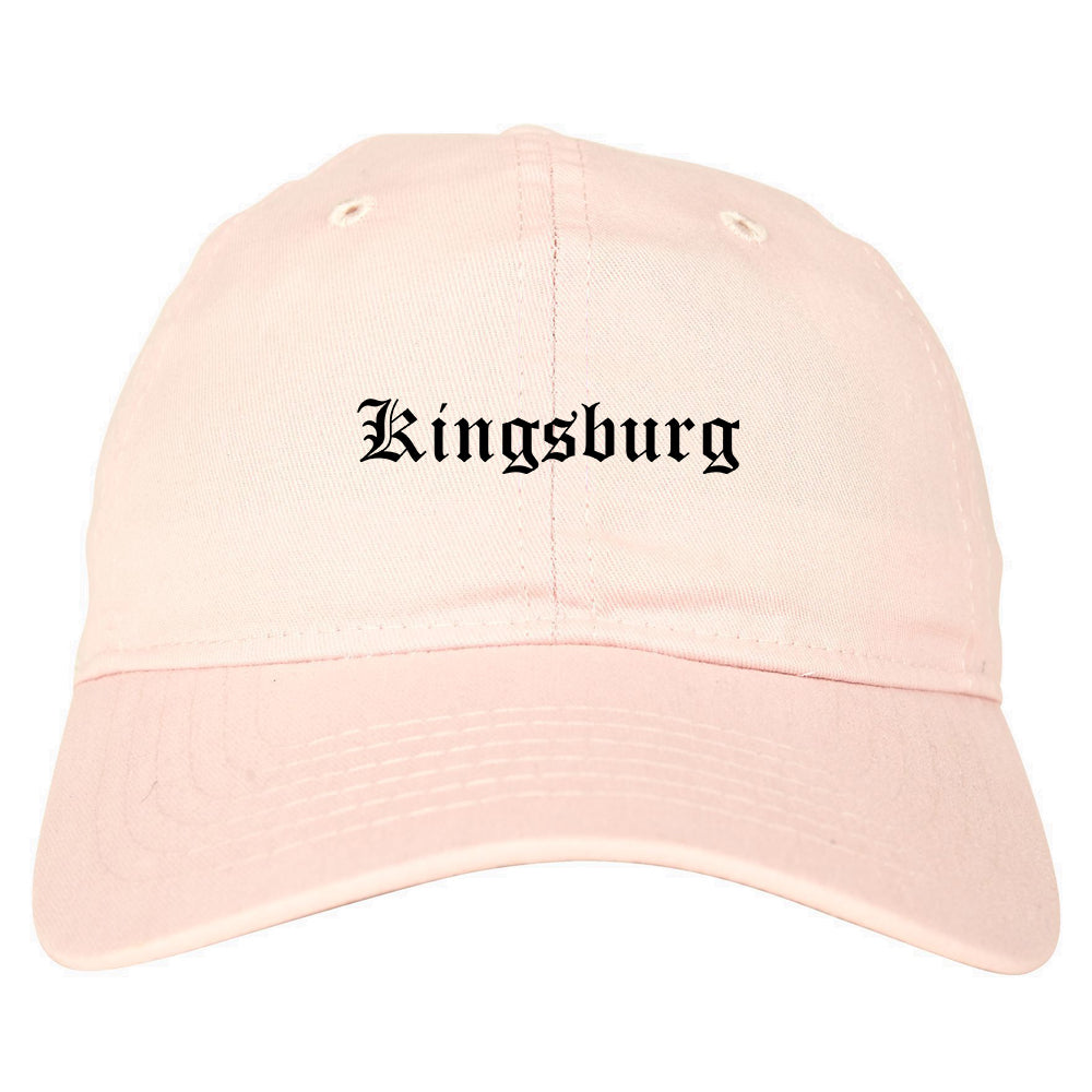 Kingsburg California CA Old English Mens Dad Hat Baseball Cap Pink
