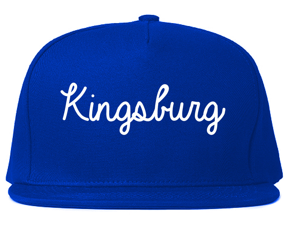 Kingsburg California CA Script Mens Snapback Hat Royal Blue