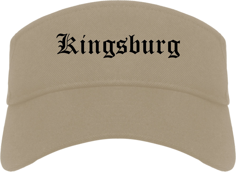 Kingsburg California CA Old English Mens Visor Cap Hat Khaki