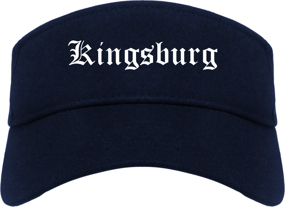 Kingsburg California CA Old English Mens Visor Cap Hat Navy Blue