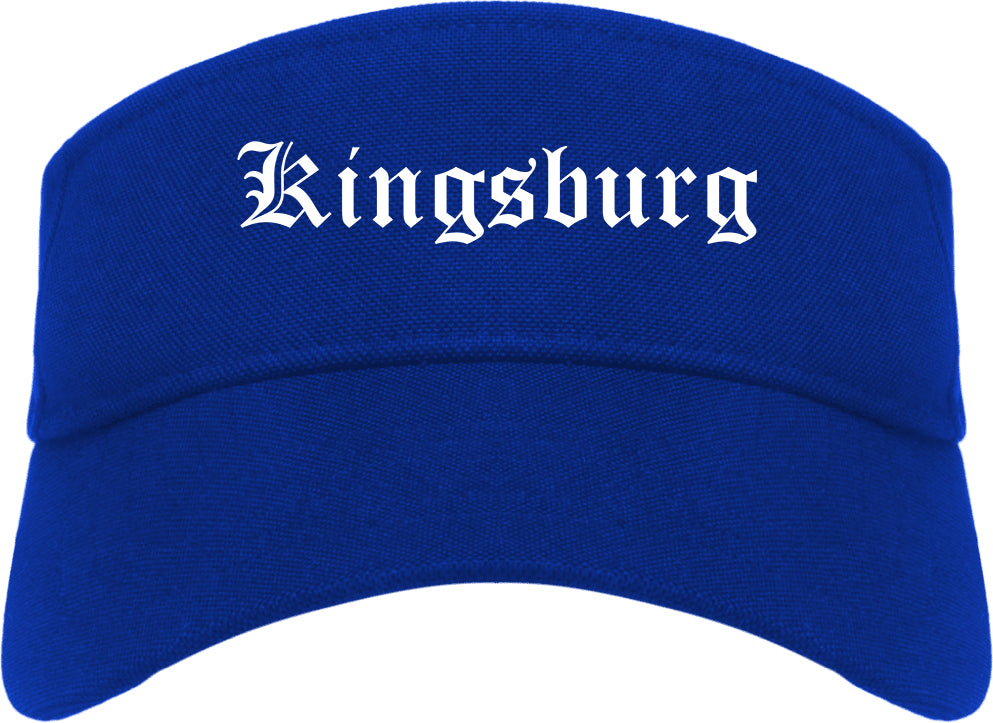 Kingsburg California CA Old English Mens Visor Cap Hat Royal Blue