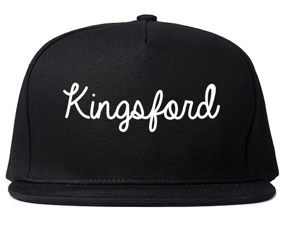 Kingsford Michigan MI Script Mens Snapback Hat Black