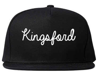 Kingsford Michigan MI Script Mens Snapback Hat Black