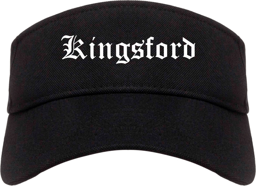 Kingsford Michigan MI Old English Mens Visor Cap Hat Black