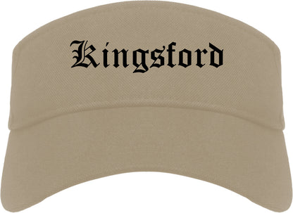Kingsford Michigan MI Old English Mens Visor Cap Hat Khaki