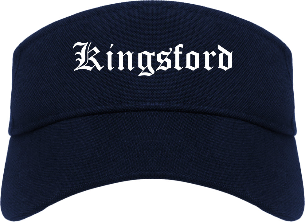 Kingsford Michigan MI Old English Mens Visor Cap Hat Navy Blue