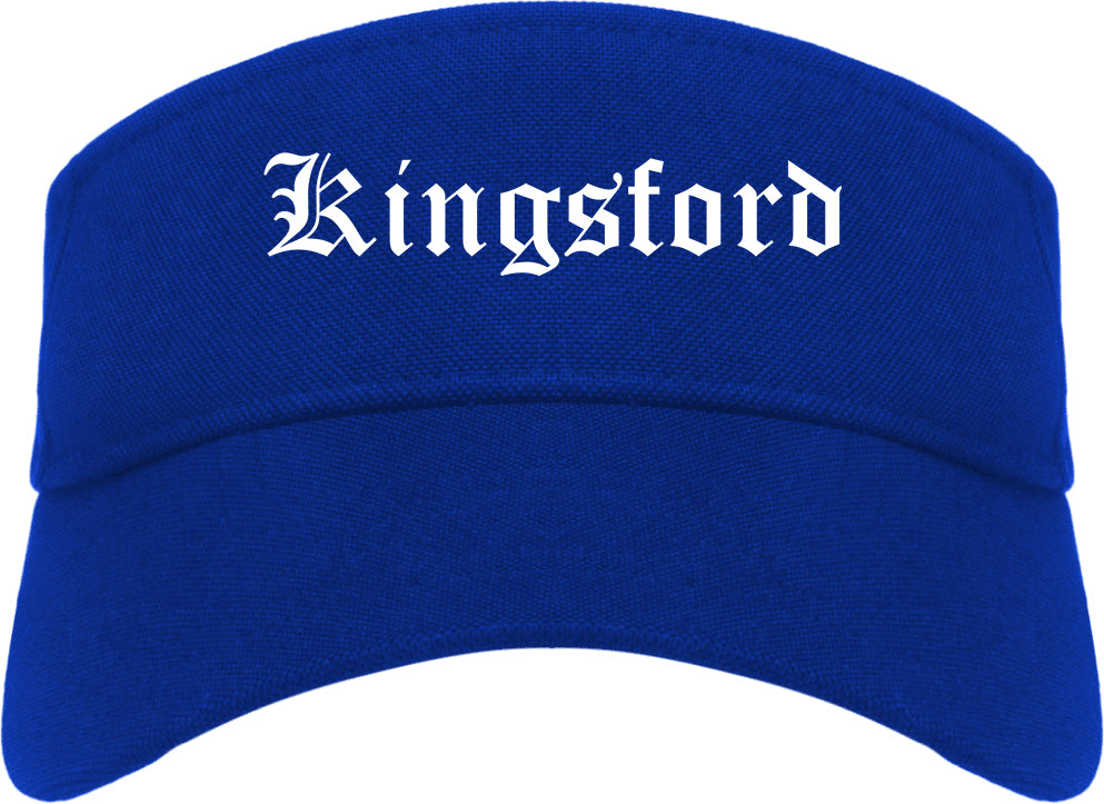 Kingsford Michigan MI Old English Mens Visor Cap Hat Royal Blue