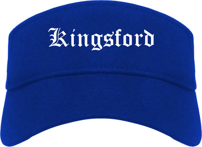 Kingsford Michigan MI Old English Mens Visor Cap Hat Royal Blue