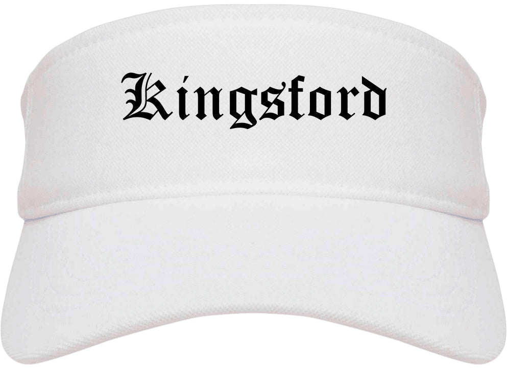 Kingsford Michigan MI Old English Mens Visor Cap Hat White