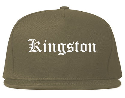 Kingston New York NY Old English Mens Snapback Hat Grey