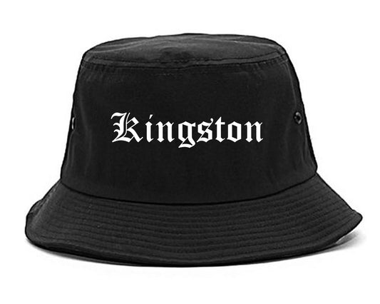 Kingston New York NY Old English Mens Bucket Hat Black